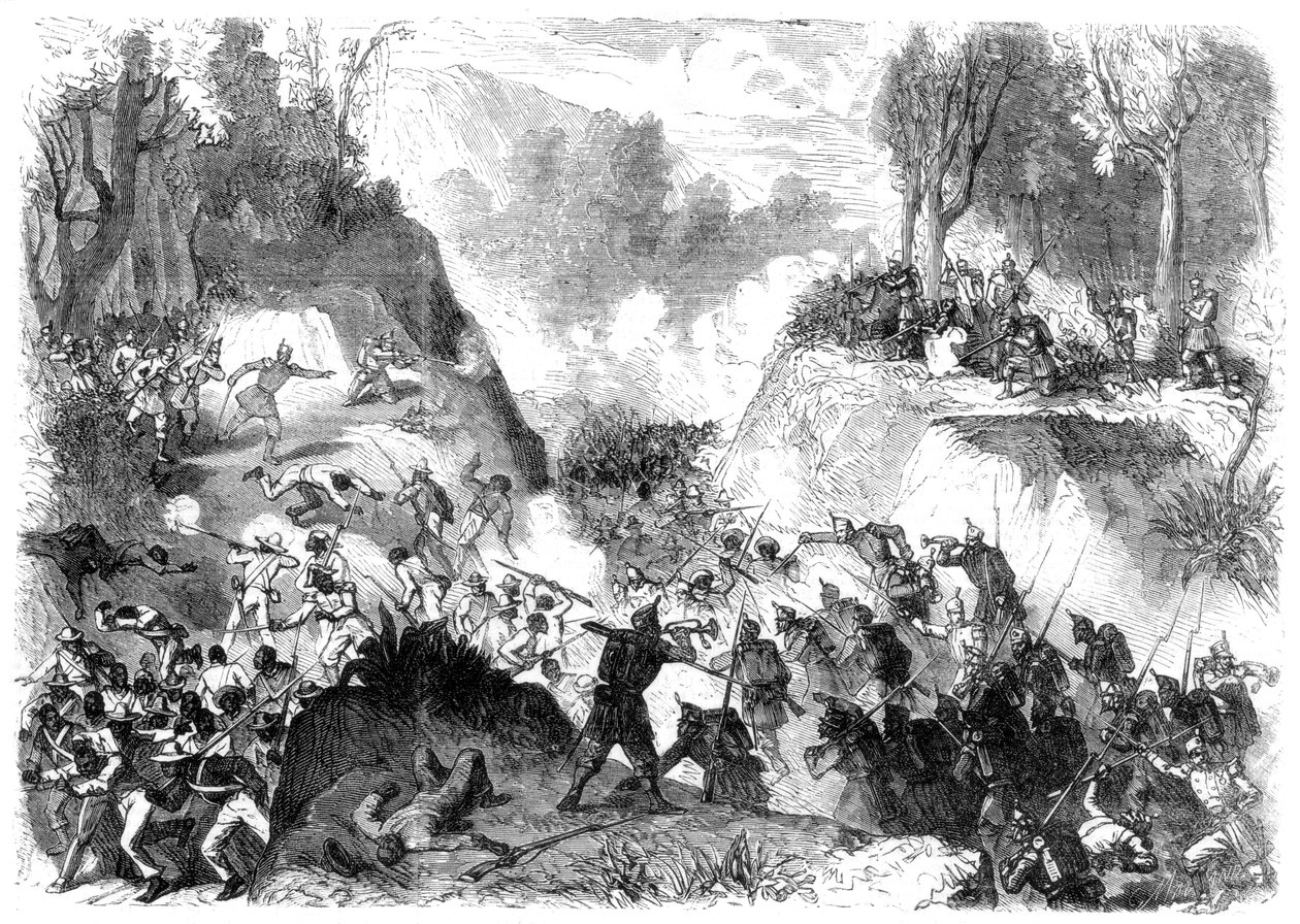 1864 के मोंटे क्रिस्टी के दर्रे में सेंटो डोमिंगो के लोगों से लड़ते हुए स्पेनिश सेना द्वारा अज्ञात
