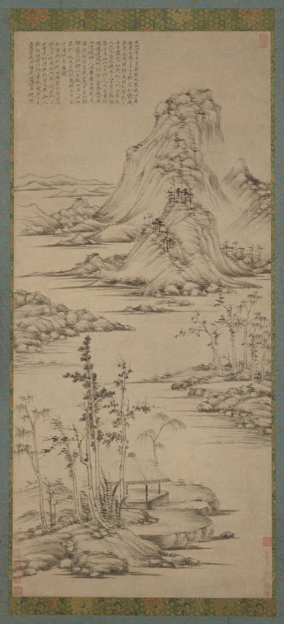 नदी के किनारे मंडप पर वसंत धुंध, मिंग राजवंश, 1368-1644। द्वारा अज्ञात