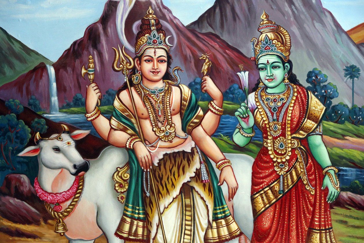 श्री वडापतिरा कालियाम्मन हिंदू मंदिर। शिव और पार्वती। सिंगापुर द्वारा अज्ञात