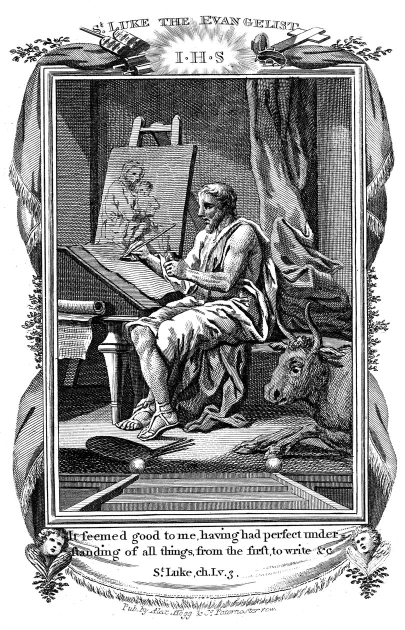 सेंट ल्यूक द इंजीलनिस्ट ने अपने सुसमाचार को लिखा, c1808 द्वारा अज्ञात