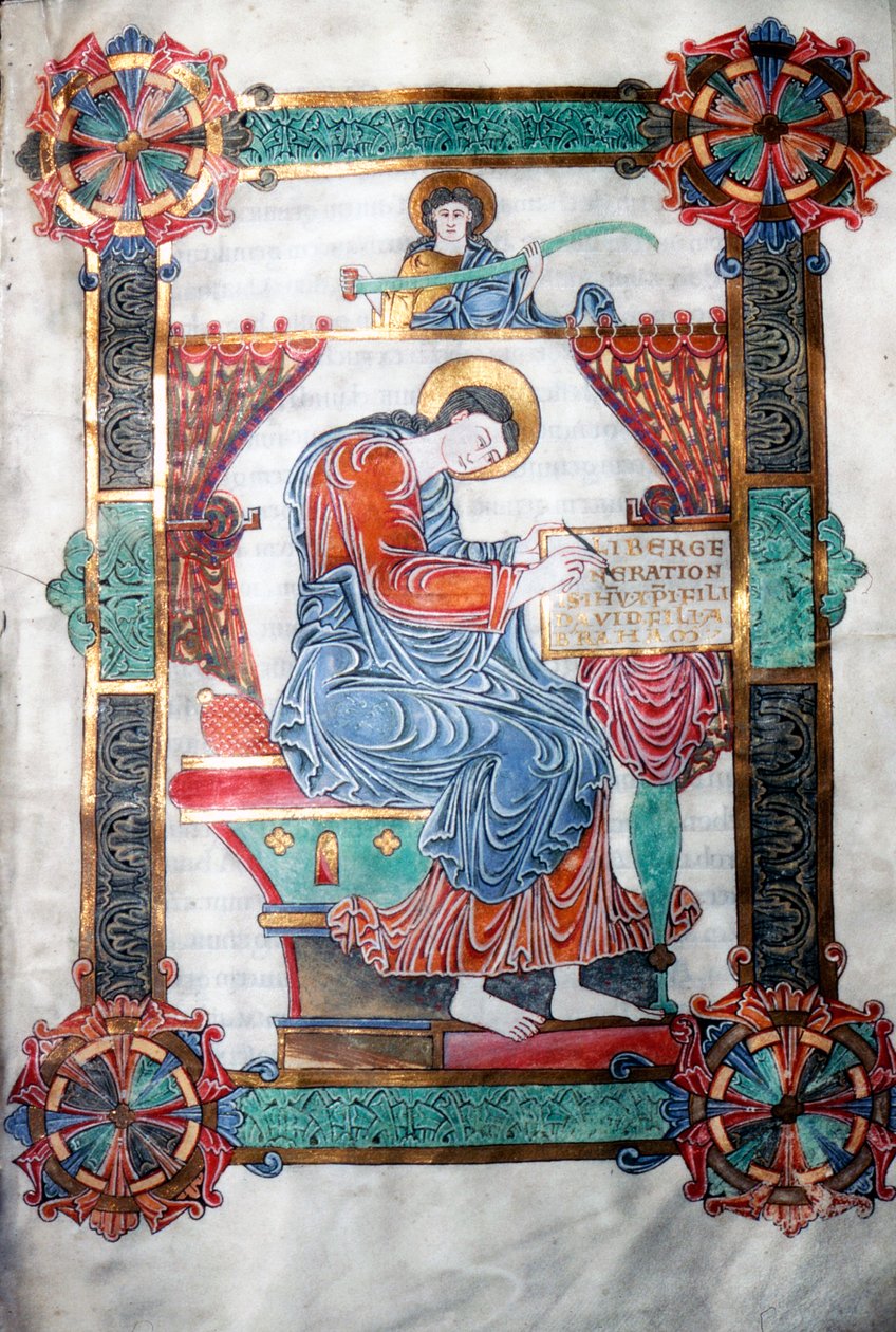 सेंट मैथ्यू अपना गॉस्पेल, एंग्लो-सैक्सन कार्य लिख रहे हैं, c1062-65। द्वारा अज्ञात
