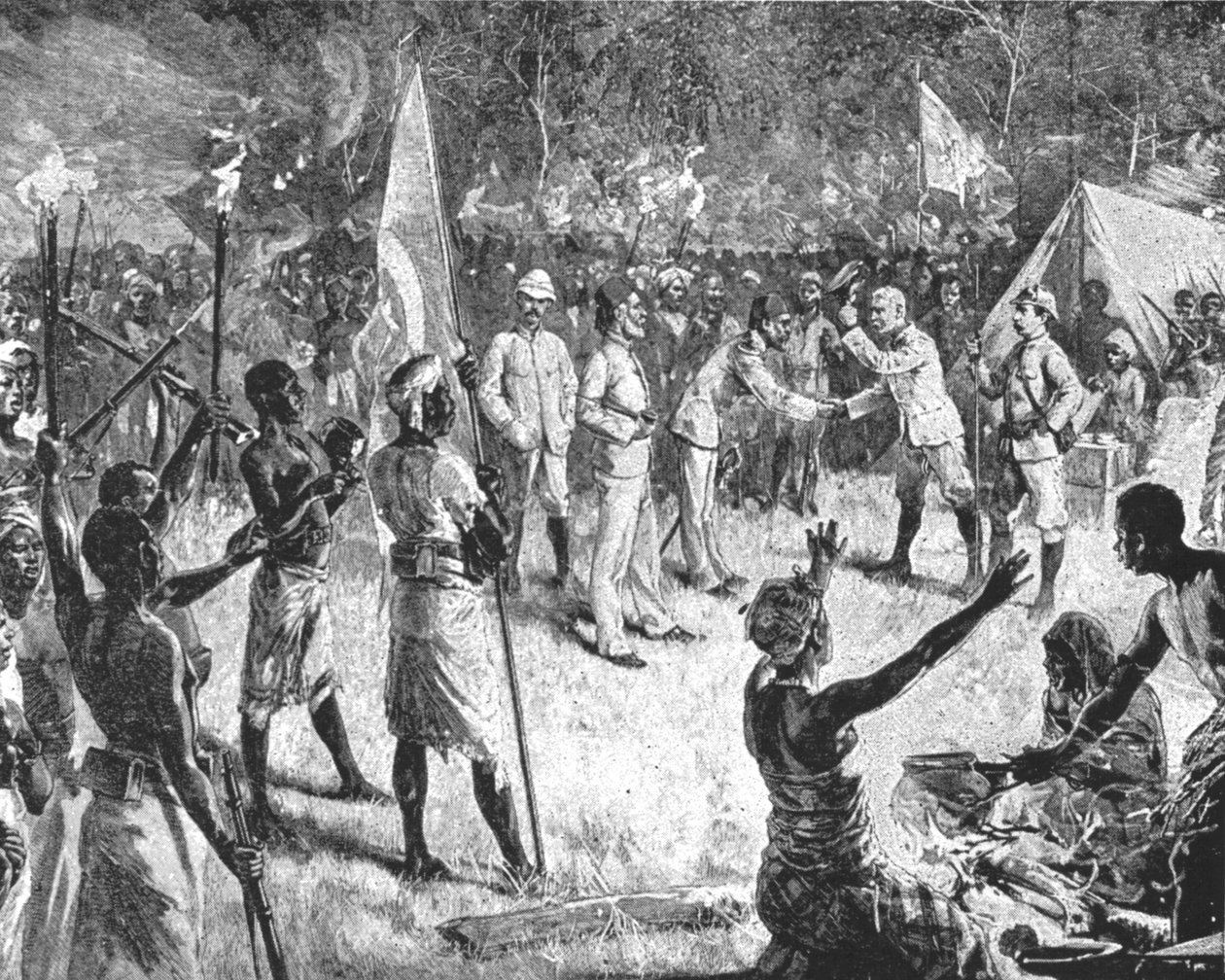 Stanleys ... के साथ बैठक एमिन पाशा, 29 अप्रैल, 1888, प्रकार की समुद्री मछली में ..., 1901। द्वारा अज्ञात