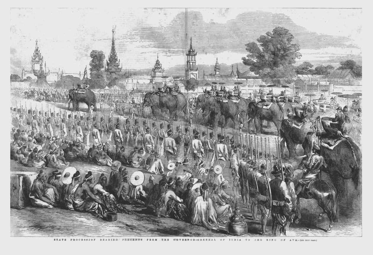 1856 में अवा के राजा के लिए भारत के गवर्नर-जनरल से प्रस्तुत राज्य जुलूस द्वारा अज्ञात