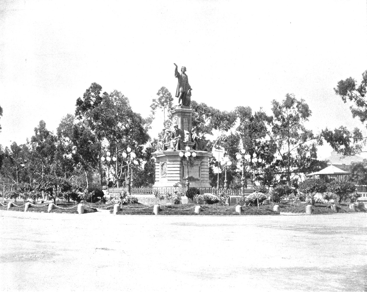 पेसो, कोलंबस सिटी, मैक्सिको पर कोलंबस की प्रतिमा, c1900। द्वारा अज्ञात
