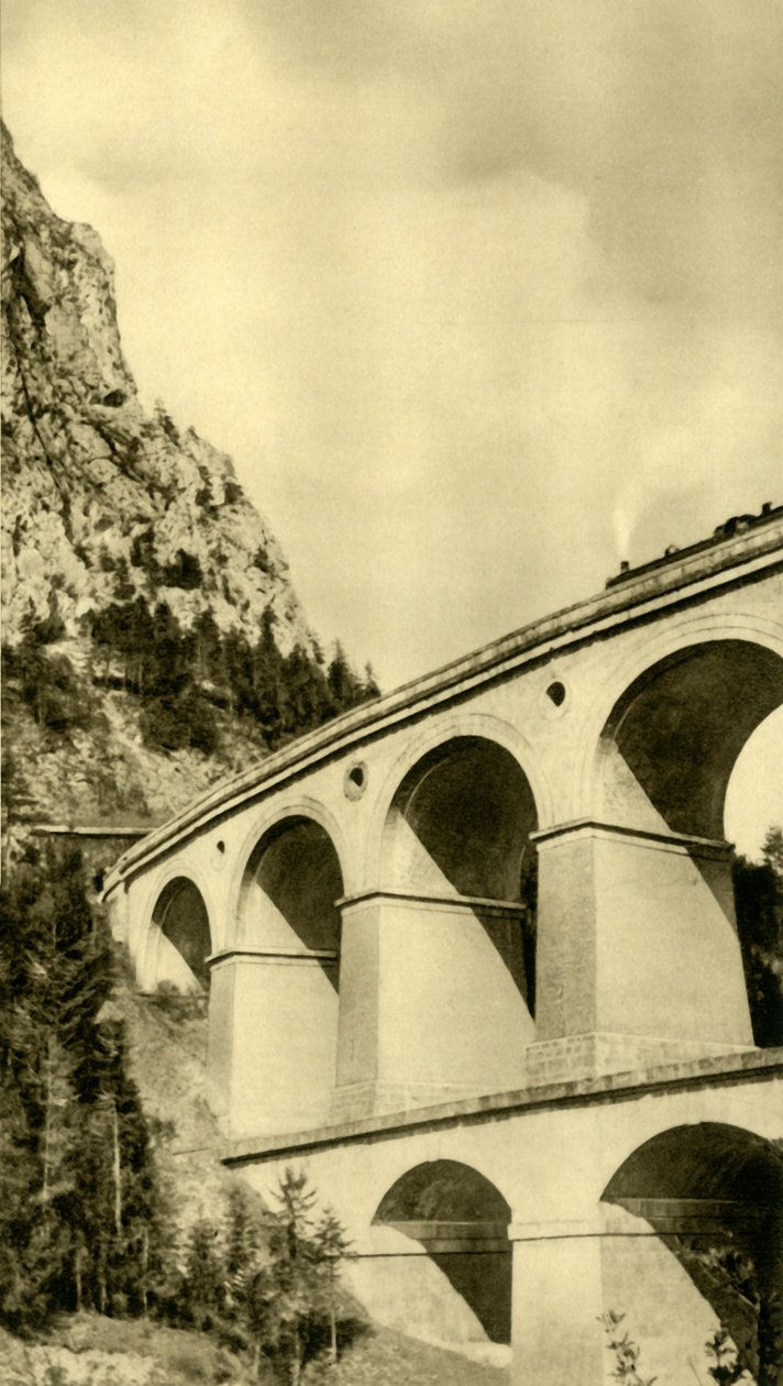 सेमरिंग रेलवे पर स्टीम लोकोमोटिव, लोअर ऑस्ट्रिया, c1935। द्वारा अज्ञात