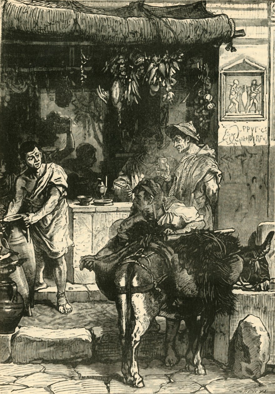 पॉम्पी में स्ट्रीट सीन, 1890। द्वारा अज्ञात
