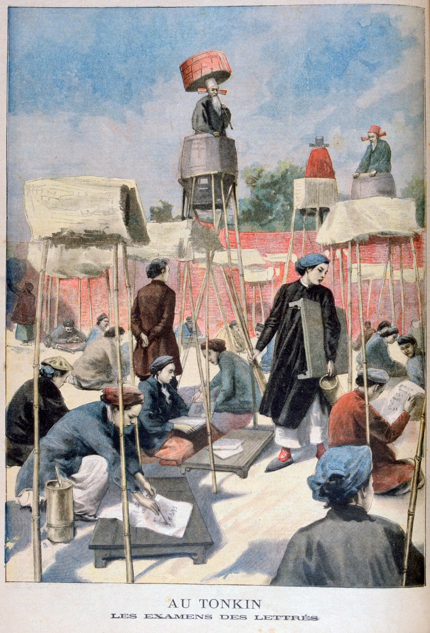लेखन परीक्षा में बैठे छात्र, टोंकिन, वियतनाम, 1895 द्वारा अज्ञात