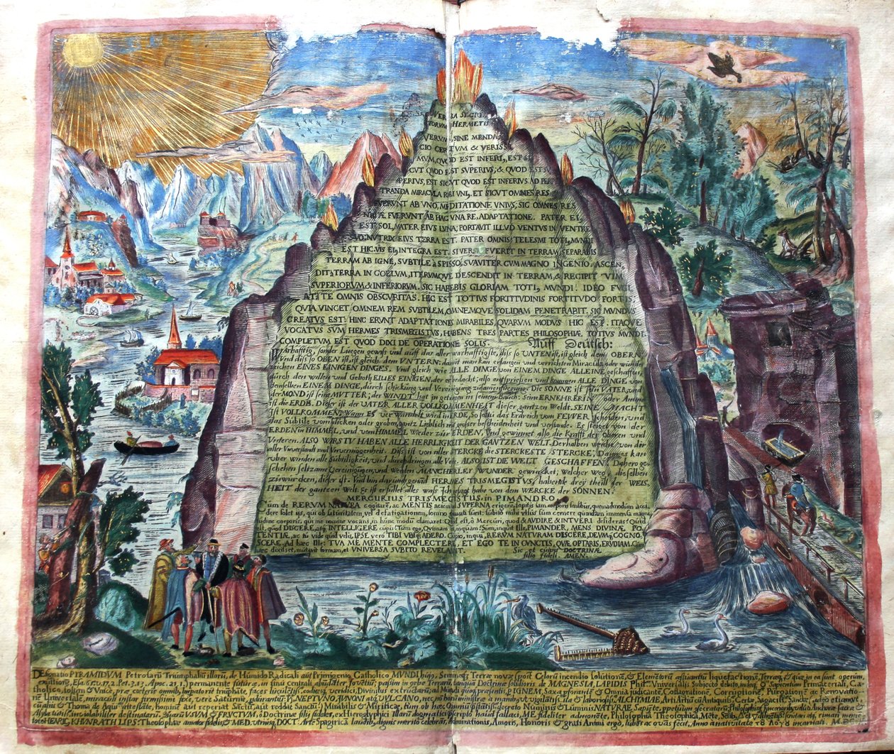 हर्मीस ट्रिस्मेगिस्टस की तबला स्मार्गडीना एमराल्ड टैबलेट, 1609। द्वारा अज्ञात