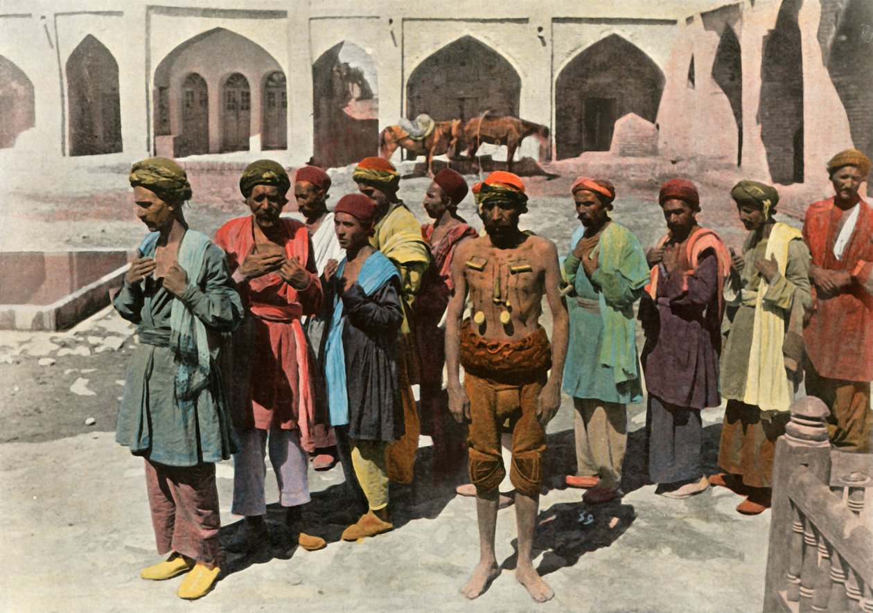 तेहरान। जुलूस डी डर्विचेस शहीद, जुलूस की दरवेश शहीद, 1900। द्वारा अज्ञात