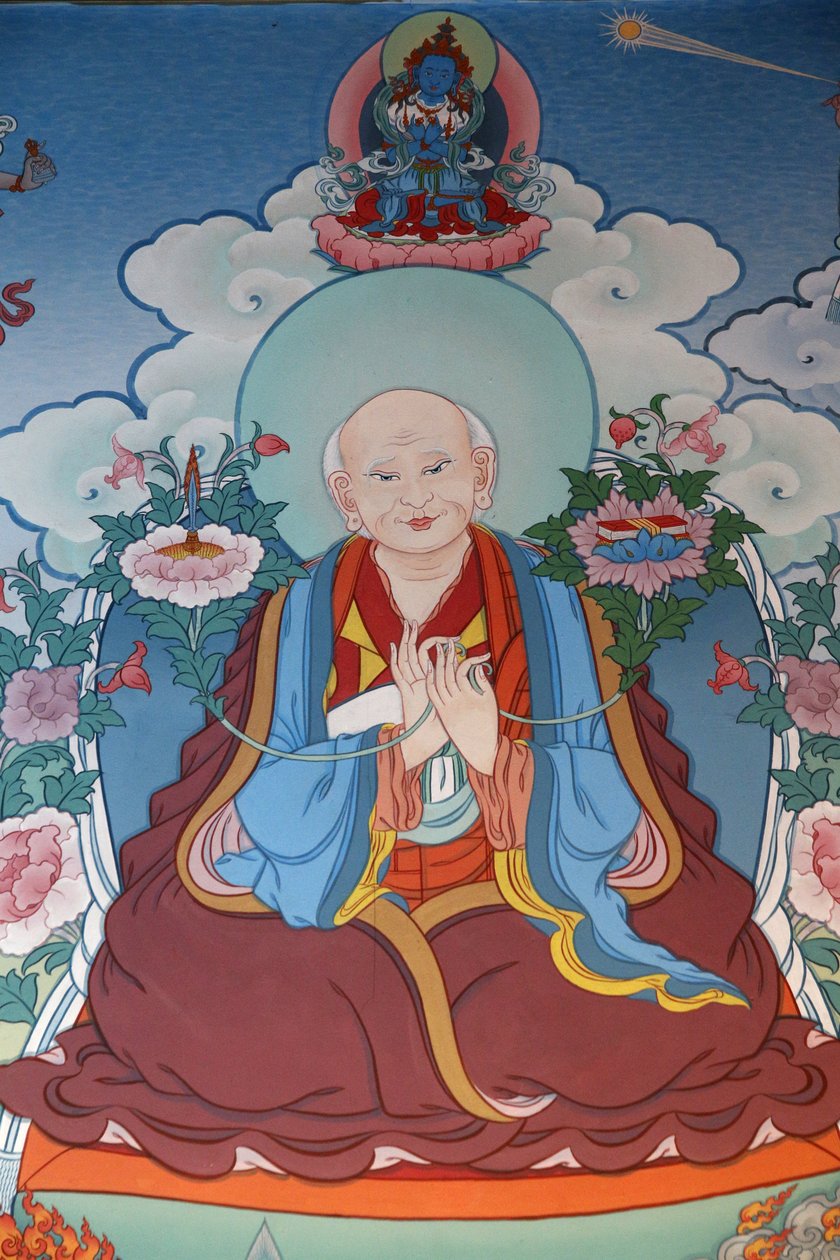 हजार बुद्धों का मंदिर दशांग काग्यू लिंग मण्डली चित्रकारी भिक्षु प्रार्थना, ला बाउले, फ्रांस द्वारा अज्ञात