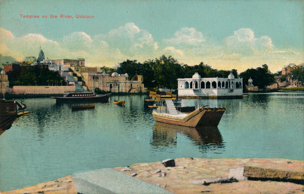 नदी पर मंदिर, उदयपुर, c1900 द्वारा अज्ञात