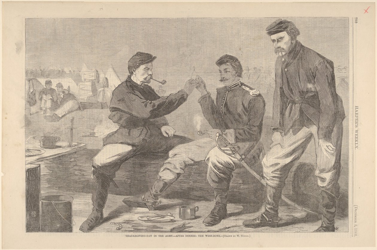 सेना में धन्यवाद दिवस - डिनर के बाद: विश-बोन हार्पर्स वीकली, वी ..., 3 दिसंबर, 1864। द्वारा अज्ञात