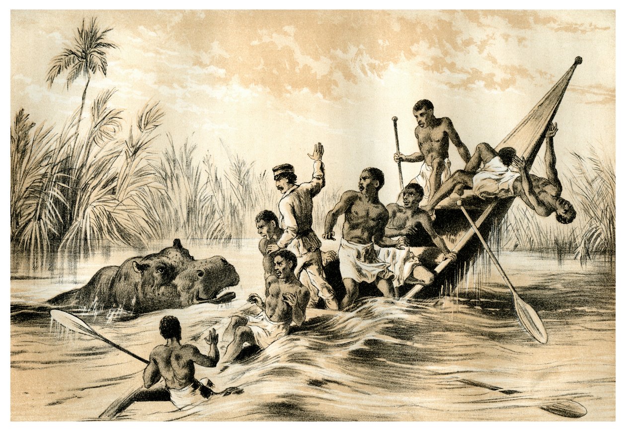 द एडवेंचर विथ ए हिप्पोपोटामस, 1883 द्वारा अज्ञात