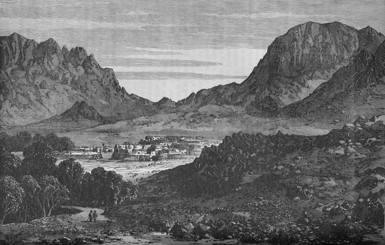 अरगंडब घाटी, बाबा वली दर्रा की पहाड़ियों के दाईं ओर दिखाती है, c1880 द्वारा अज्ञात