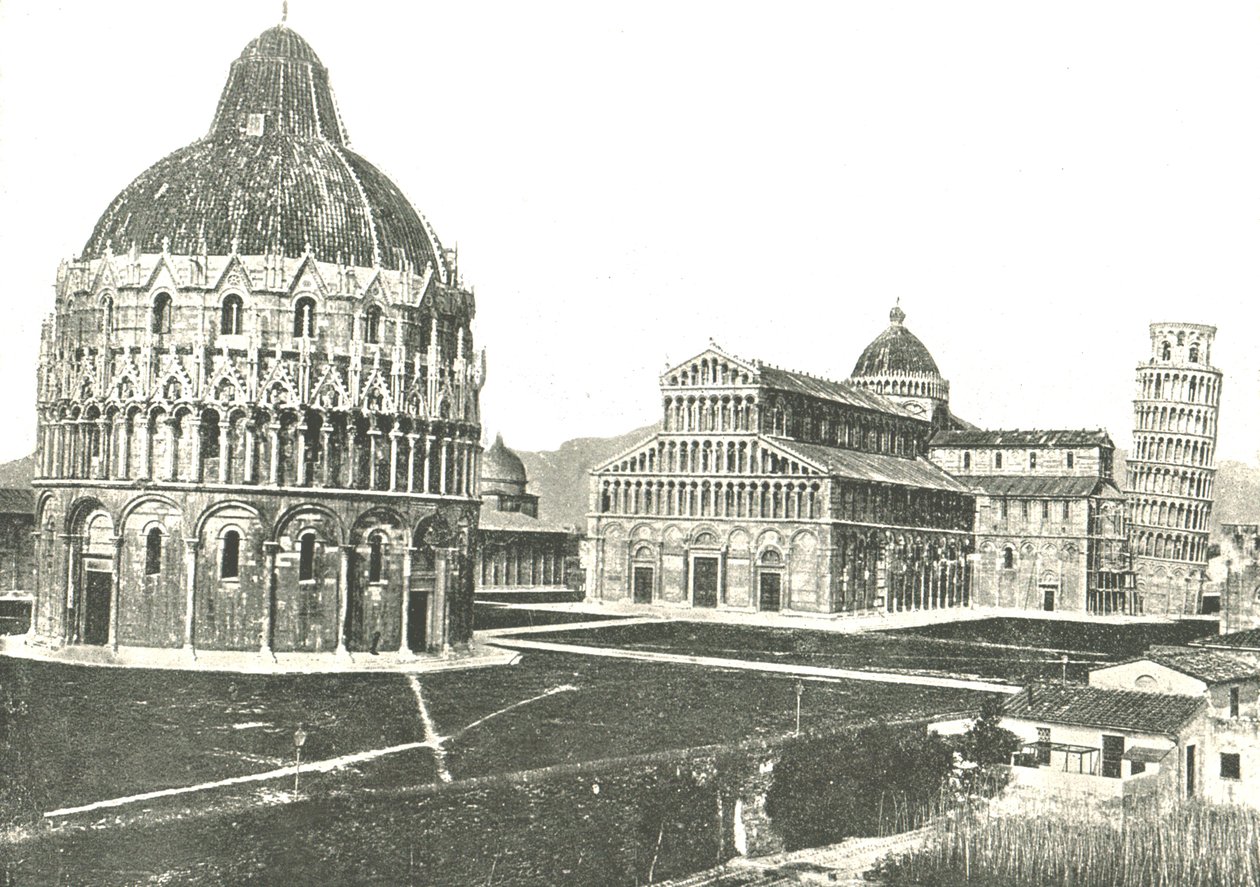द बैप्टिस्टर, कैथेड्रल और लीनिंग टॉवर, पीसा, इटली, 1895। द्वारा अज्ञात