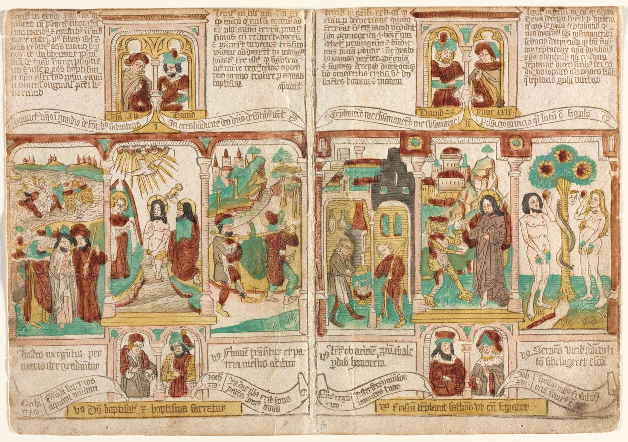 गरीब बब्लिया पाउपरम की बाइबिल, फिरौन सेना लाल सागर में डूब गई ..., 1450-1465। द्वारा अज्ञात