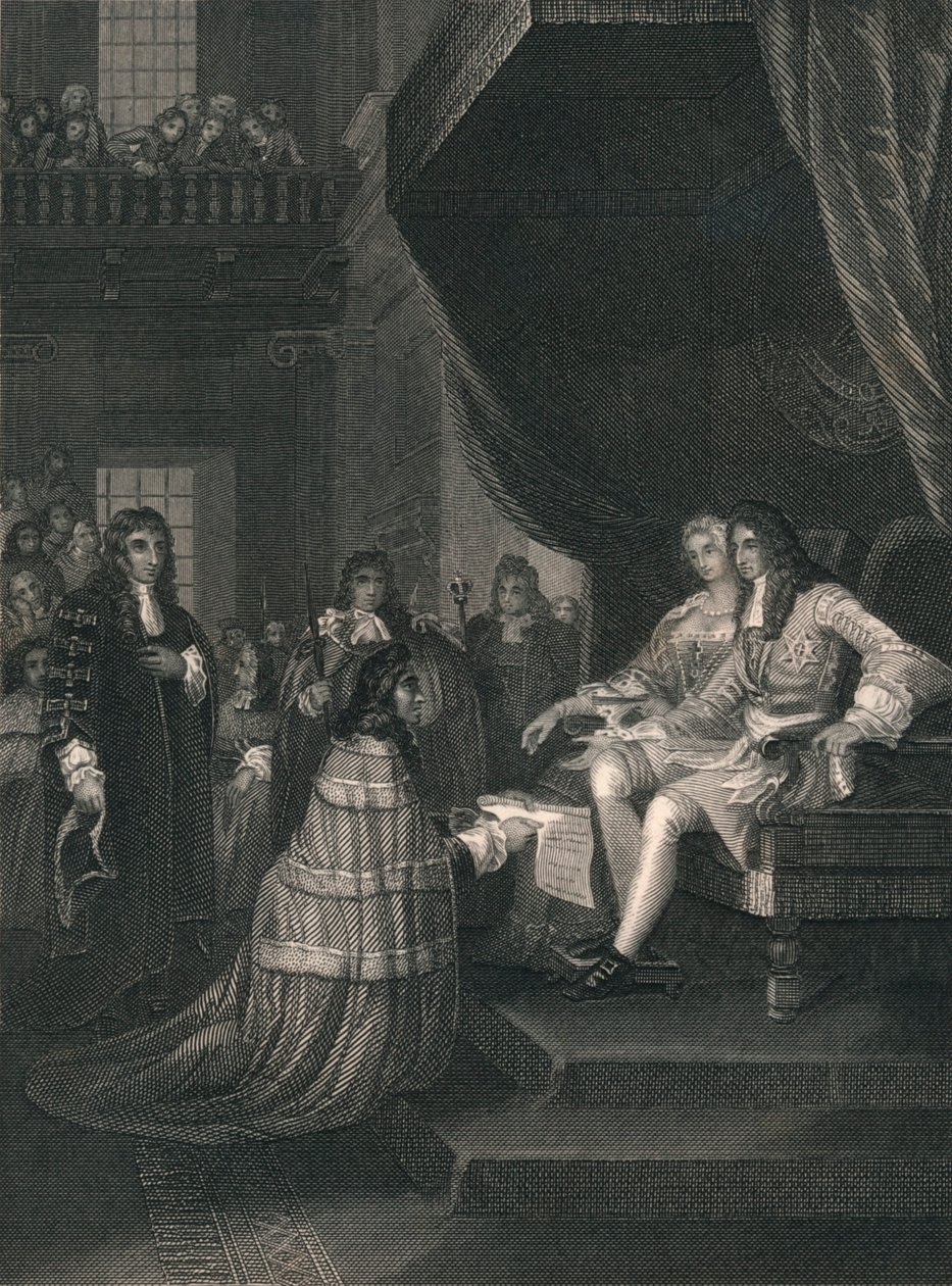 विलियम और मैरी के समक्ष प्रस्तुत अधिकार का विधेयक, 1689, 19 वीं शताब्दी के मध्य में। द्वारा अज्ञात