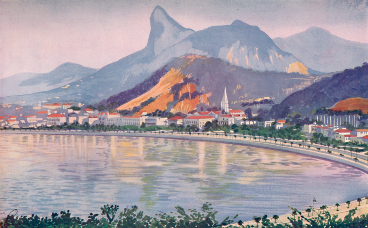 रिओस बे-साइड एवेन्यू का बोटाफोगो हिस्सा, कोर्कोवाडो माउंटेन, 1914 द्वारा अनदेखी की गई द्वारा अज्ञात