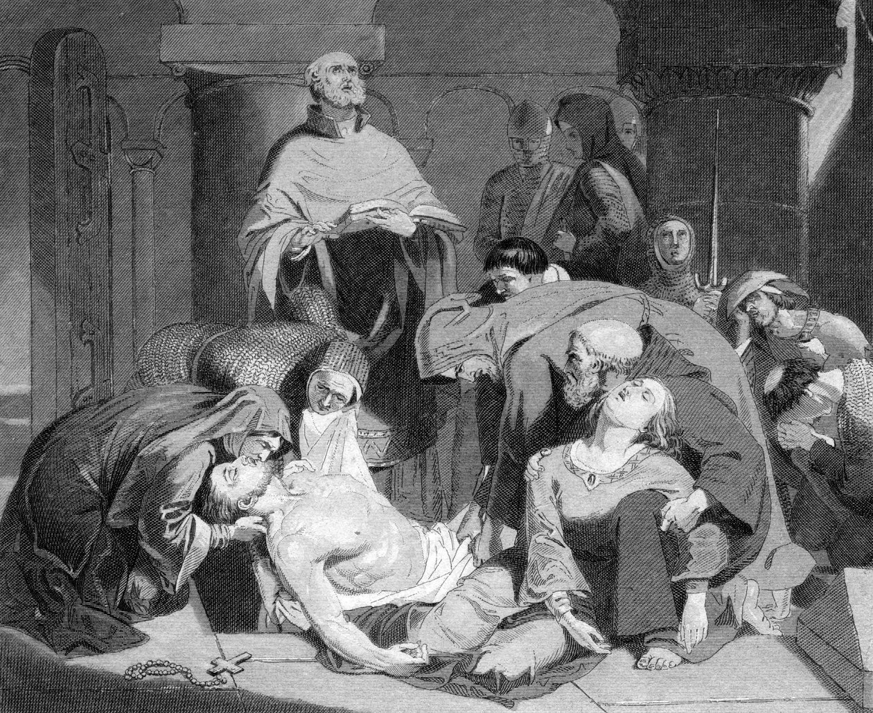 वॉल्टहैम एबे पर द हेरोल्ड ऑफ़ द बुरियल, c1847 द्वारा अज्ञात
