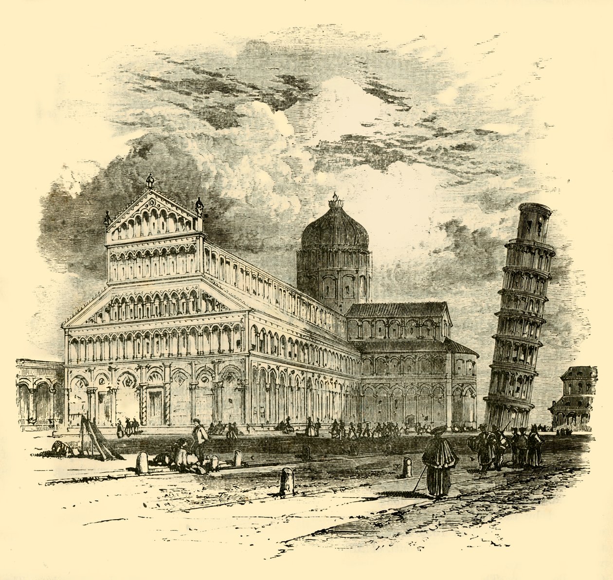 कैथेड्रल और लीनिंग टॉवर, पीसा, 1890। द्वारा अज्ञात