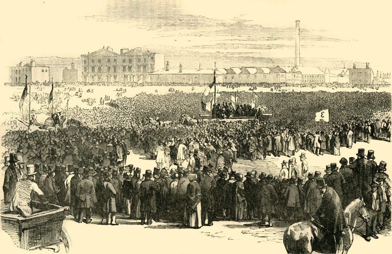 केनिंगटन कॉमन, 1848, सी 1878 पर चार्टिस्ट मीटिंग। द्वारा अज्ञात