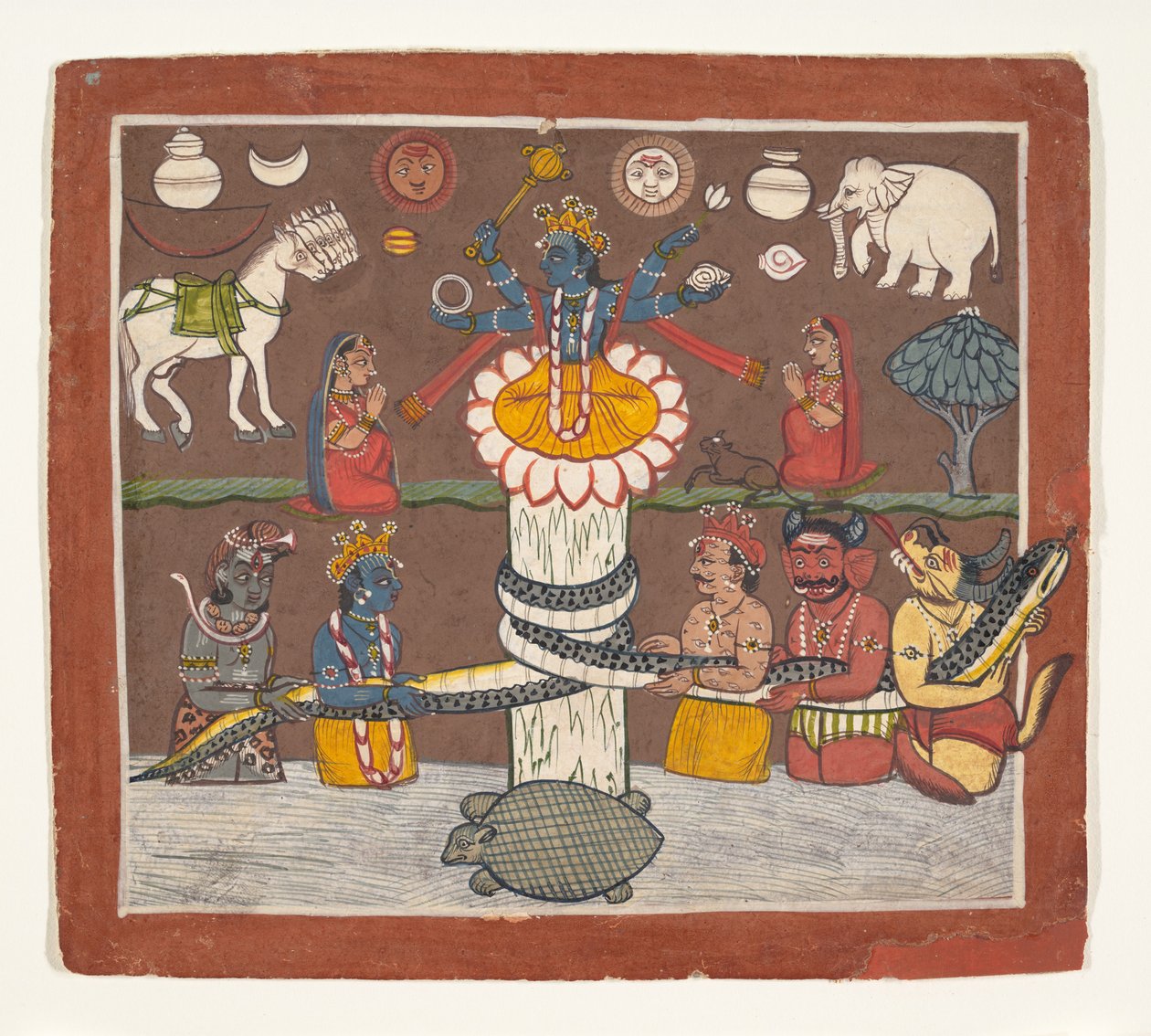 दूध के महासागर के मंथन, ca. 1780-1790। द्वारा अज्ञात