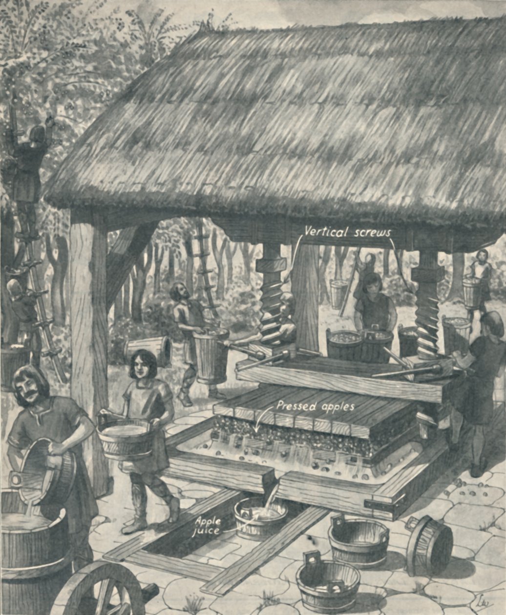 मध्य युग में साइडर प्रेस, c1934 द्वारा अज्ञात