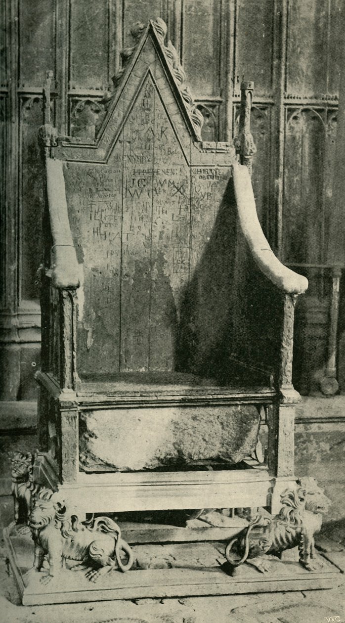 कोरोनेशन चेयर, प्राचीन पत्थर से युक्त, 1902। द्वारा अज्ञात