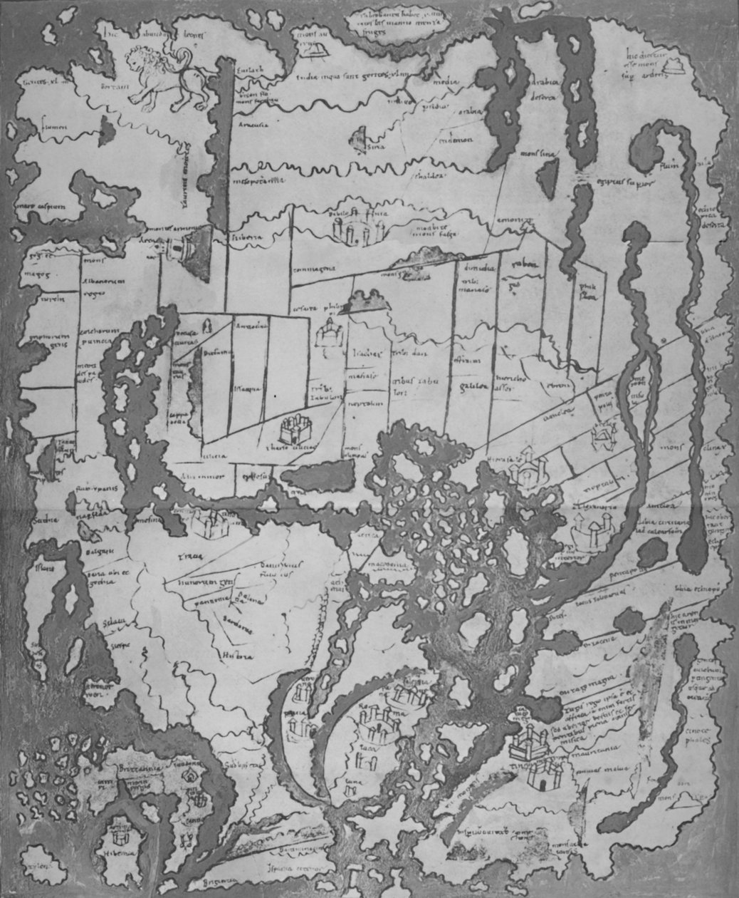 कोट्टोनिया या एंग्लो-सैक्सन मानचित्र एमएस टीबी। बी.वी., c995, 1903 द्वारा अज्ञात