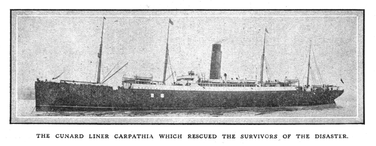 कूनार्ड लाइनर कार्पेथिया जिसने 20 अप्रैल, 1912 को आपदा से बचे लोगों को बचाया। द्वारा अज्ञात