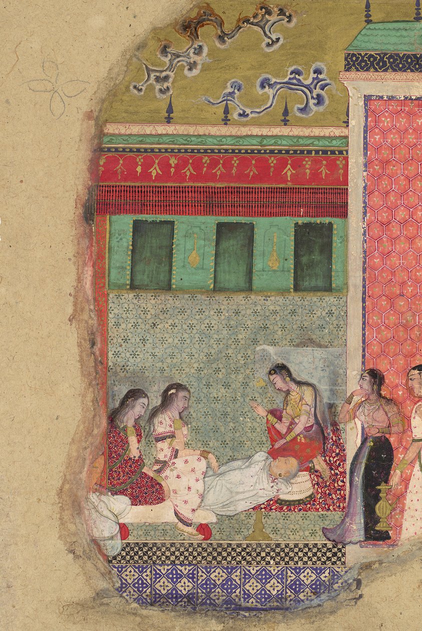 राजा दशरथ की मृत्यु, राम के पिता, रामायण से फोलियो, सीए। 1605. द्वारा अज्ञात