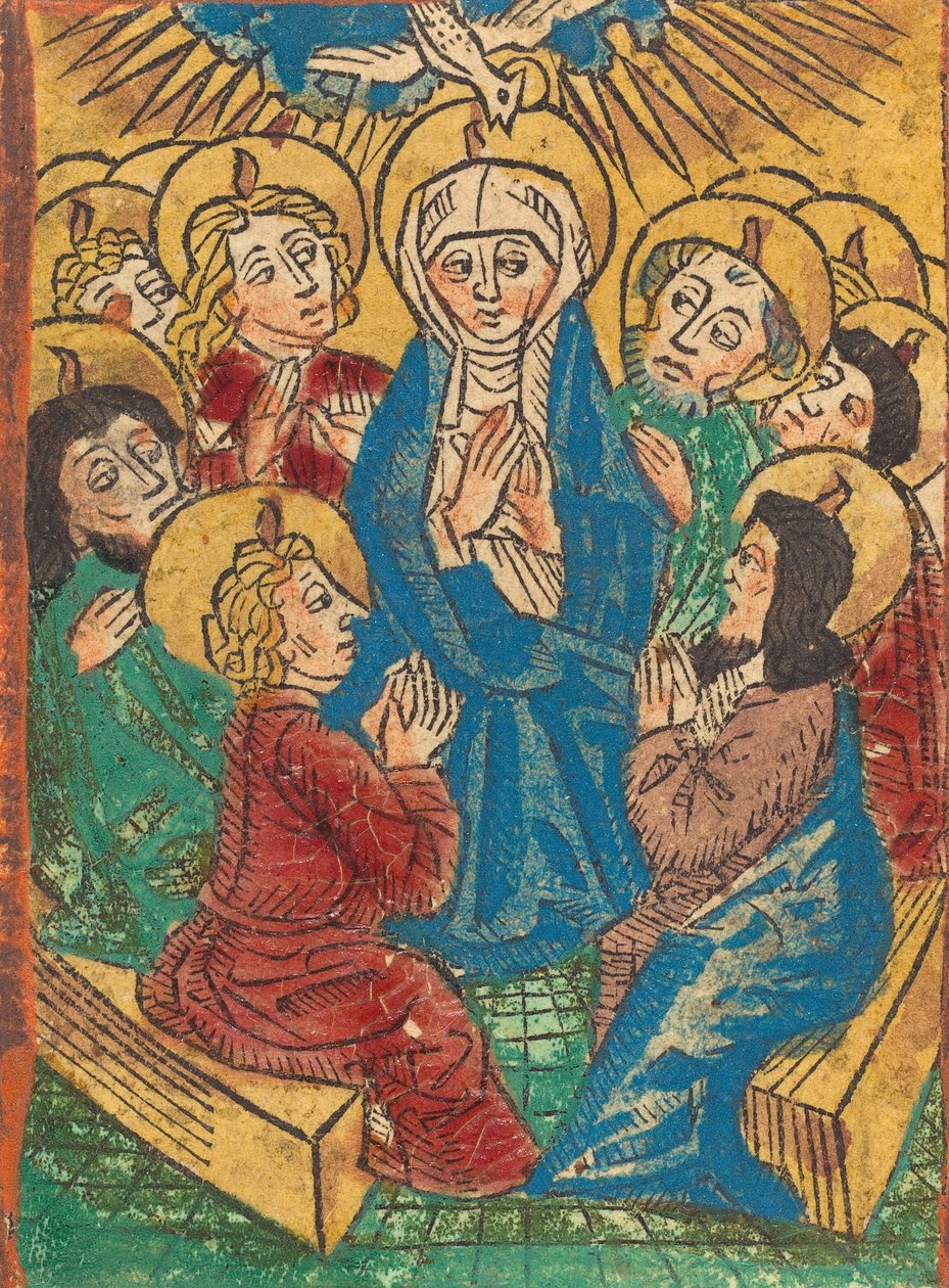 पवित्र आत्मा का अवतरण, सी. 1490. द्वारा अज्ञात