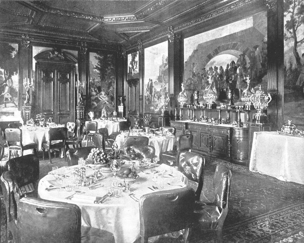 सैंड्रिन्घम, नॉरफ़ॉक, 1894 में भोजन कक्ष। द्वारा अज्ञात