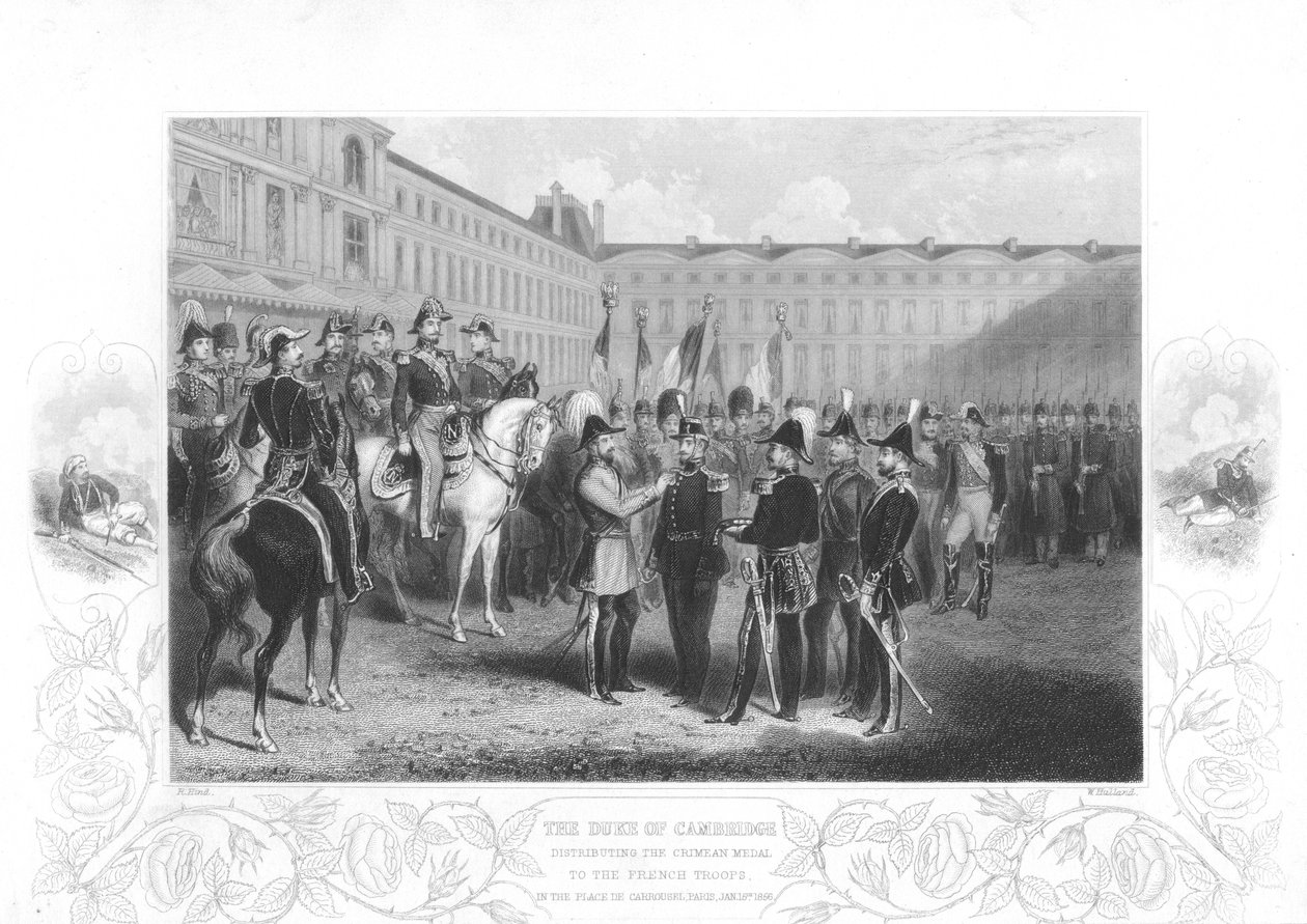 ड्यूक ऑफ कैम्ब्रिज ने फ्रांसीसी सैनिकों को क्रीमियन मेडल पेश किया, 1856 द्वारा अज्ञात