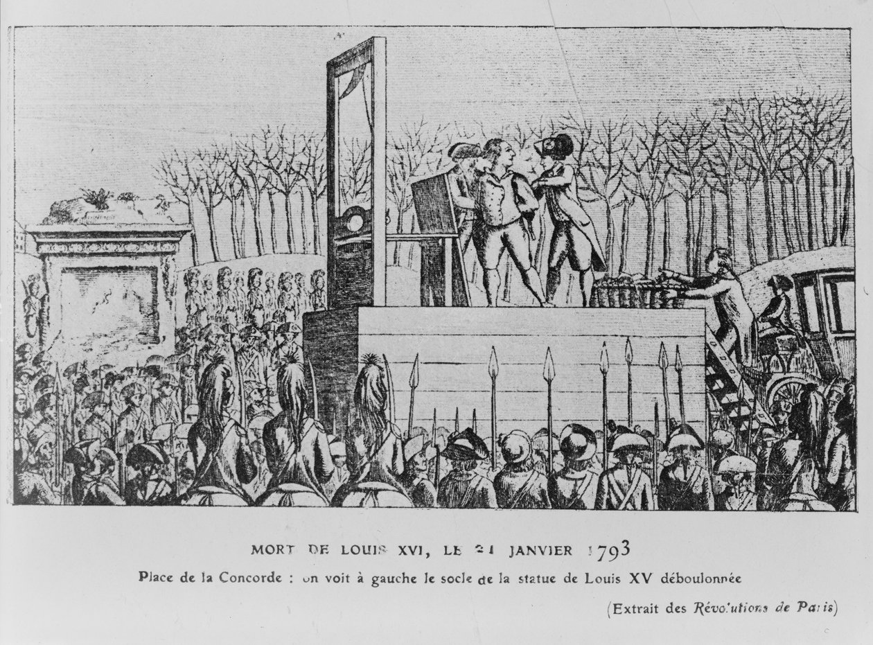 21 जनवरी 1793 को प्लेस डे ला क्रांति में लुई XVI का निष्पादन, सी। 1793 द्वारा अज्ञात