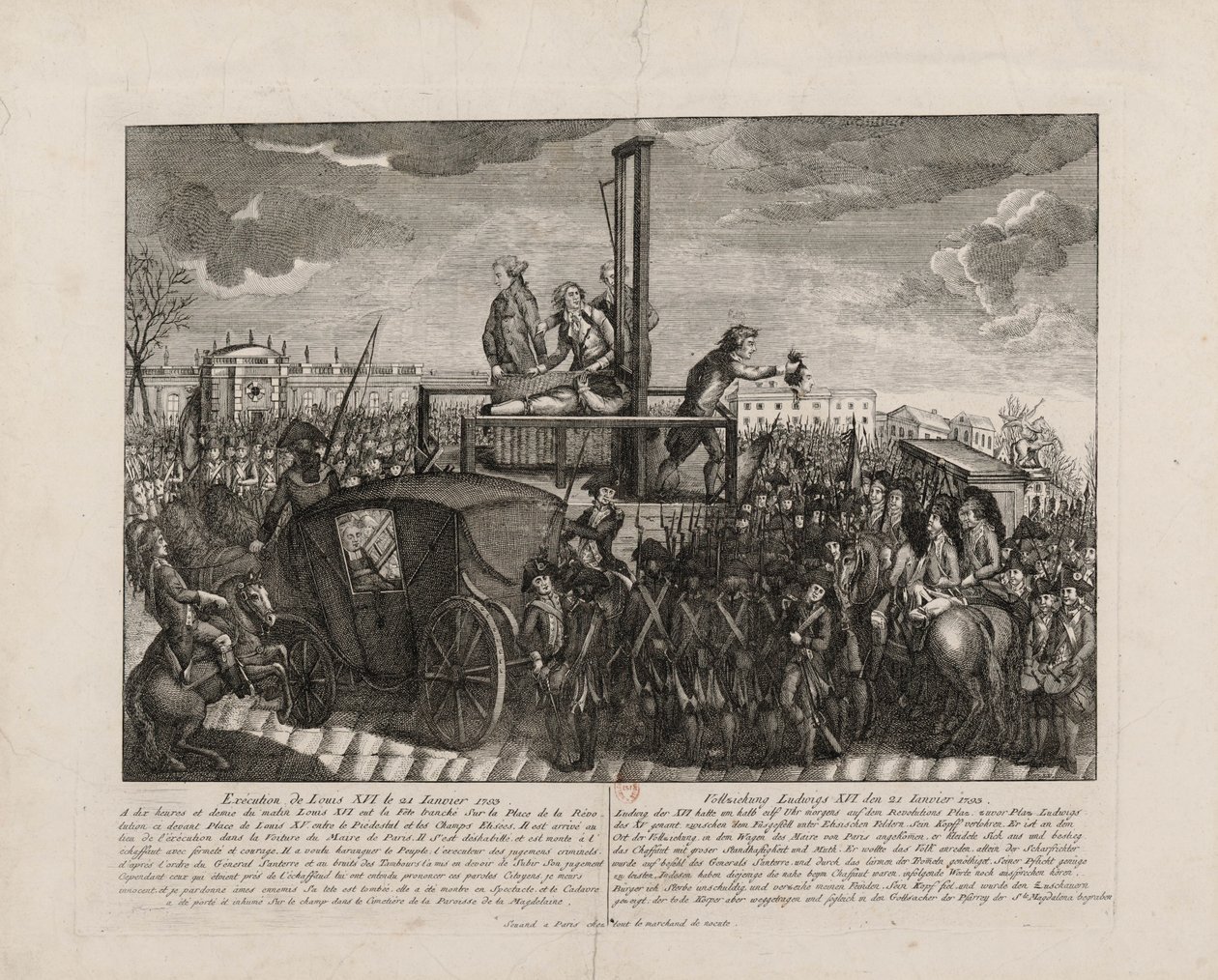 21 जनवरी 1793 को प्लेस डे ला क्रांति पर लुई सोलहवें का निष्पादन, c. 1793. द्वारा अज्ञात