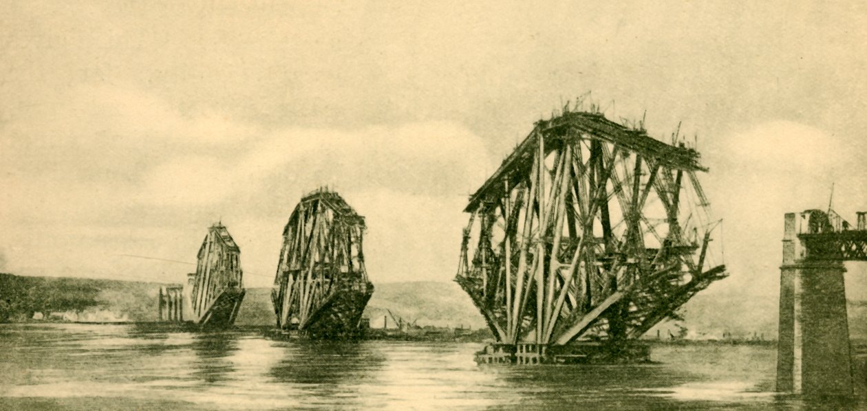 निर्माण के पाठ्यक्रम में फोर्थ ब्रिज, c1930। द्वारा अज्ञात