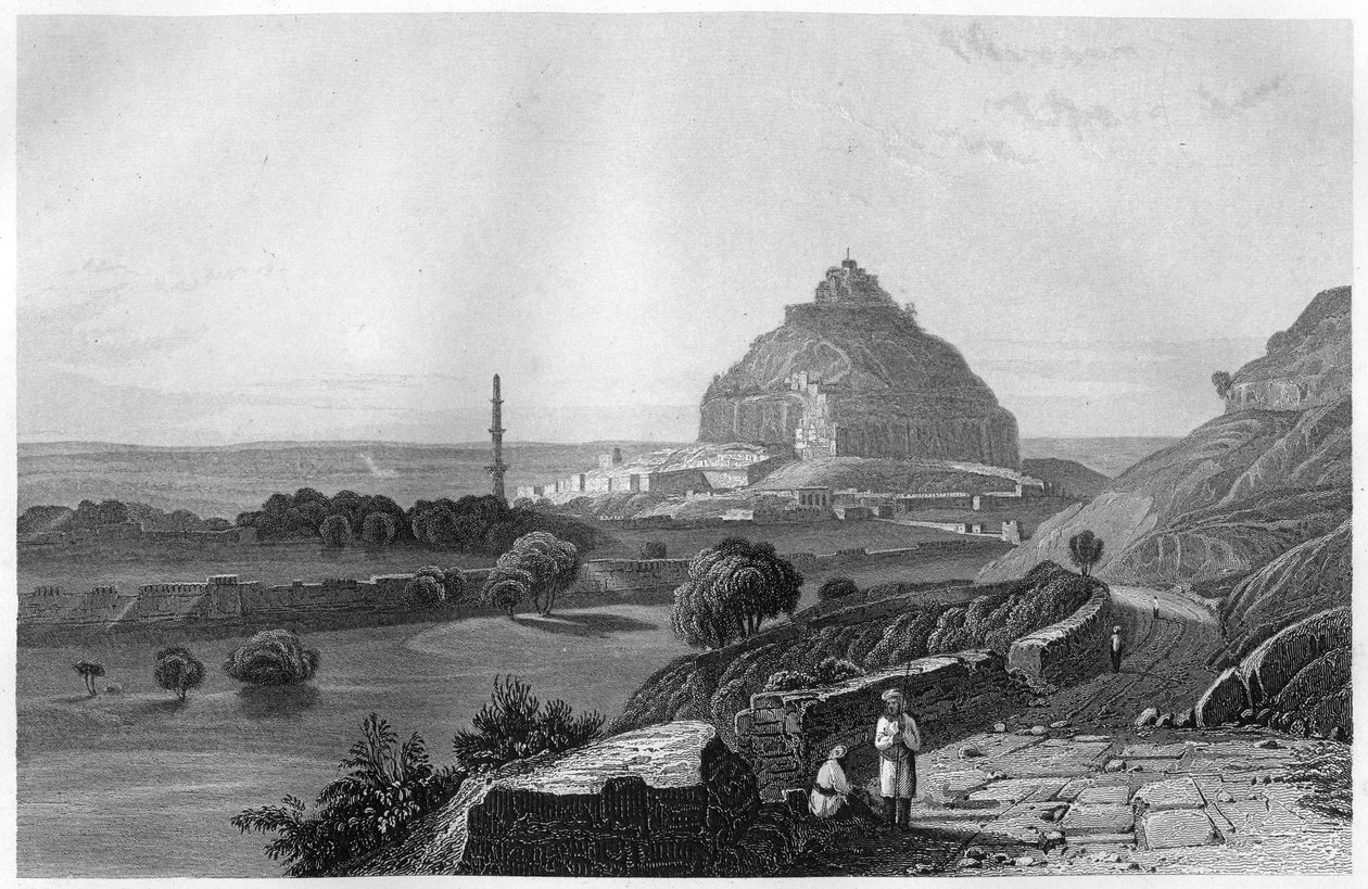 दक्कन के पठार में दाउलाटाबाद का किला, c1860 द्वारा अज्ञात