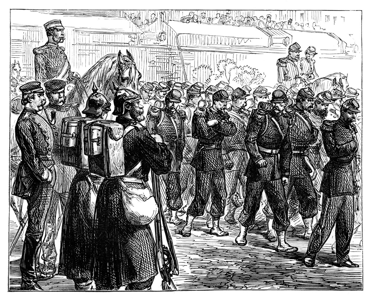 मेटज़ को छोड़ने वाले फ्रांसीसी सैनिक, c1870 द्वारा अज्ञात
