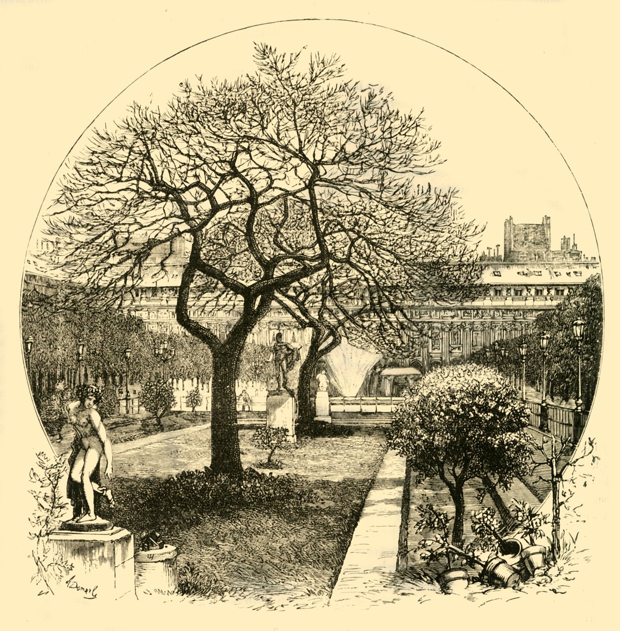 द गार्डन्स ऑफ द पैलस रॉयल, पेरिस, 1890। द्वारा अज्ञात