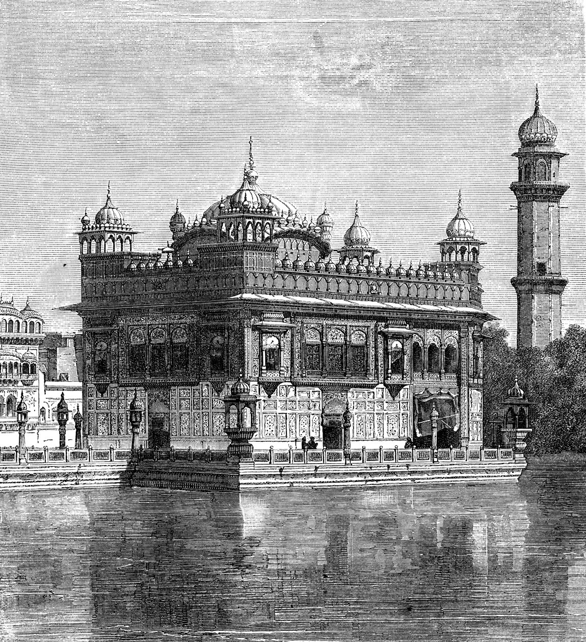 अमृतसर, 1895 में स्वर्ण मंदिर और अमरता की झील द्वारा अज्ञात