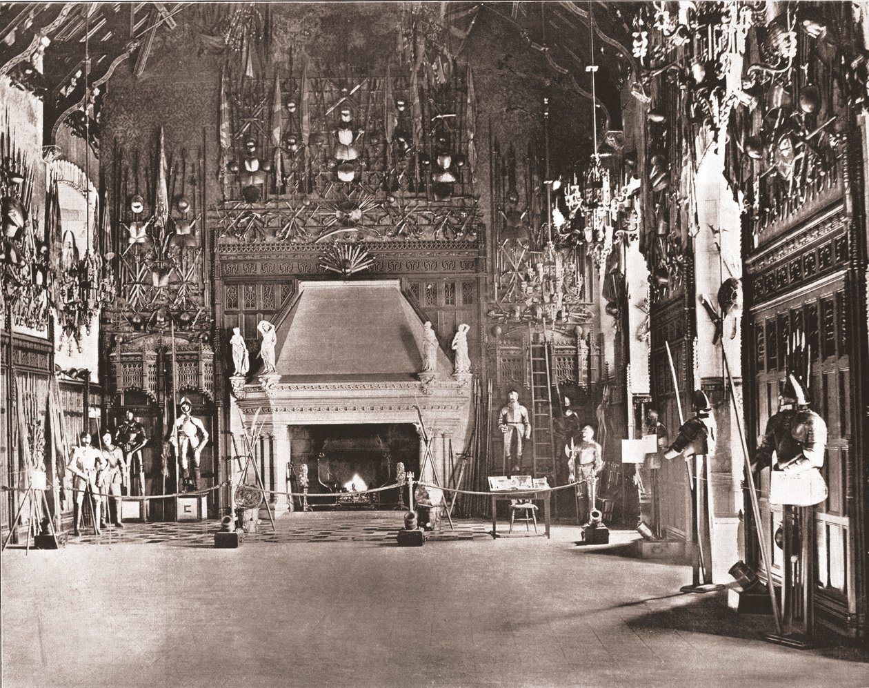 द ग्रेट हॉल, एडिनबर्ग कैसल, एडिनबर्ग, स्कॉटलैंड, 1894। द्वारा अज्ञात