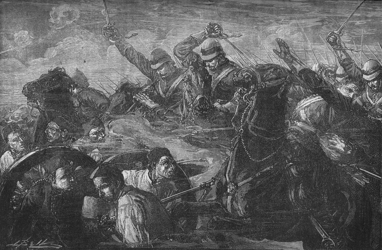 कैससिन में गन्स चार्जिंग द गार्ड्स, c1882 द्वारा अज्ञात