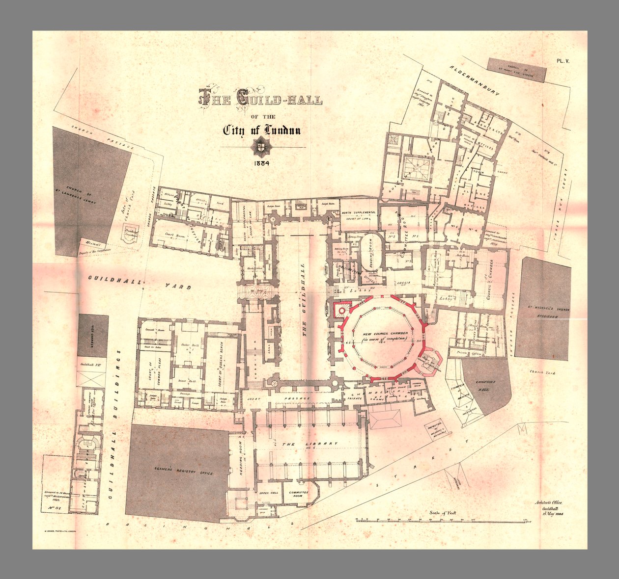 लंदन शहर का गिल्ड-हॉल, योजना, 1884, 1886 द्वारा अज्ञात
