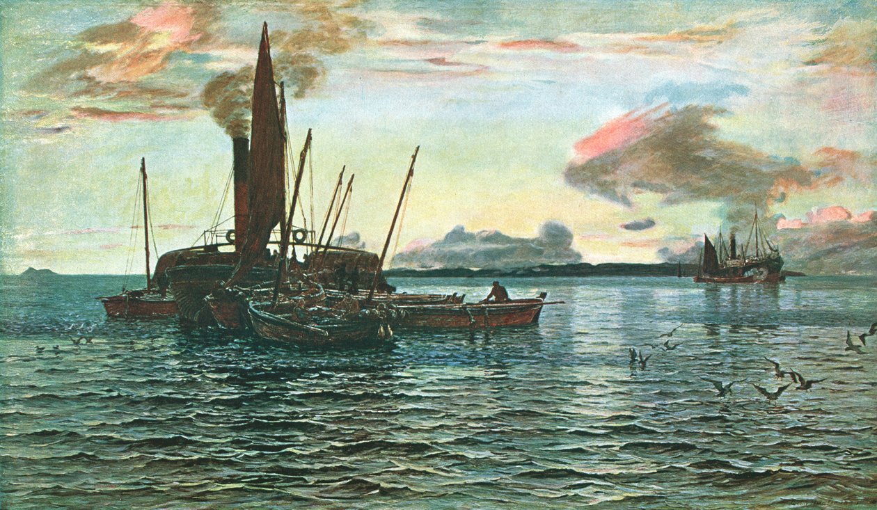 Loch Fyne, Argyll, 1884, c1902 पर समुद्र में हेरिंग मार्केट। द्वारा अज्ञात