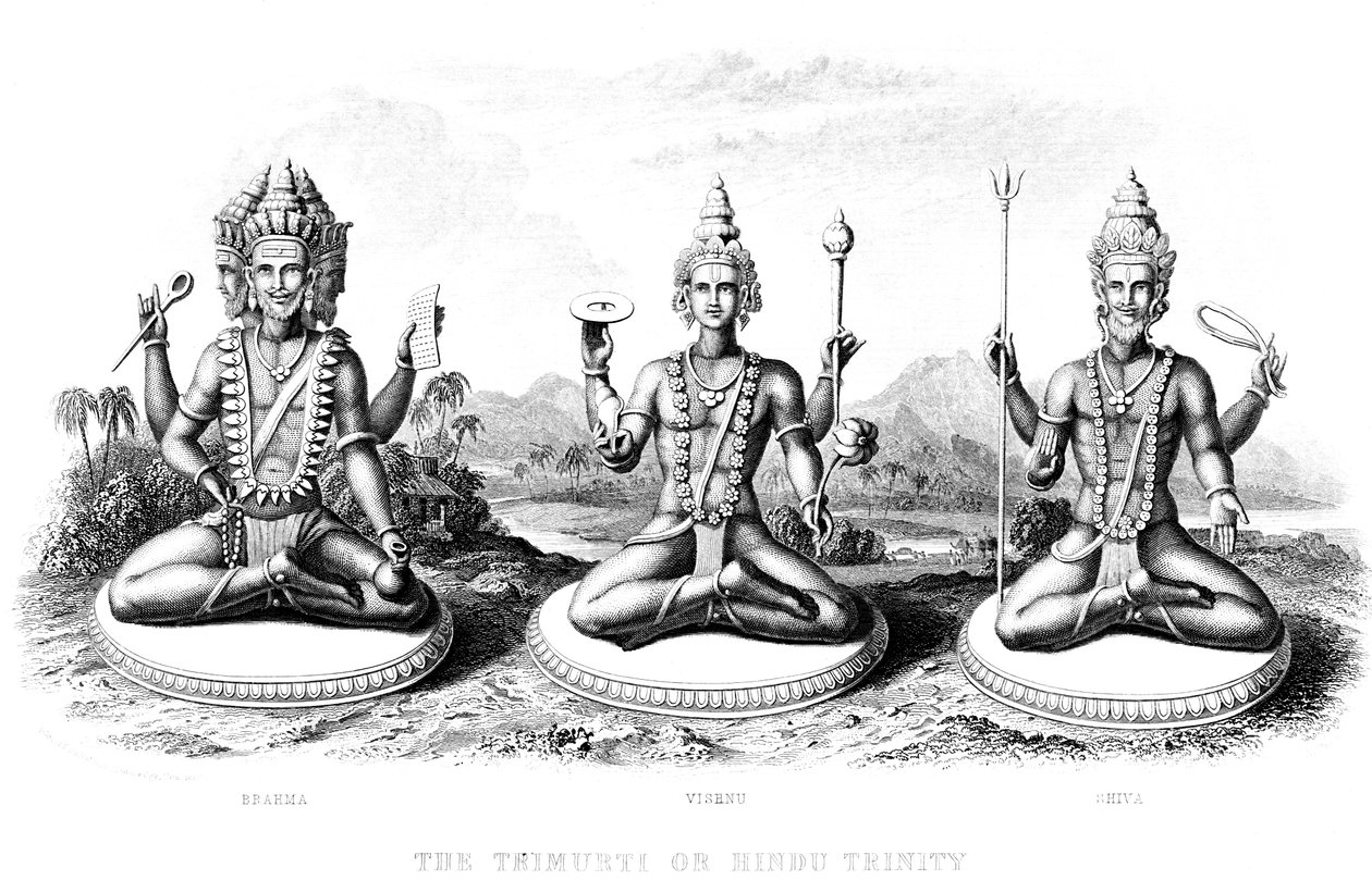 द हिंदू ट्रिनिटी, c1800 द्वारा अज्ञात