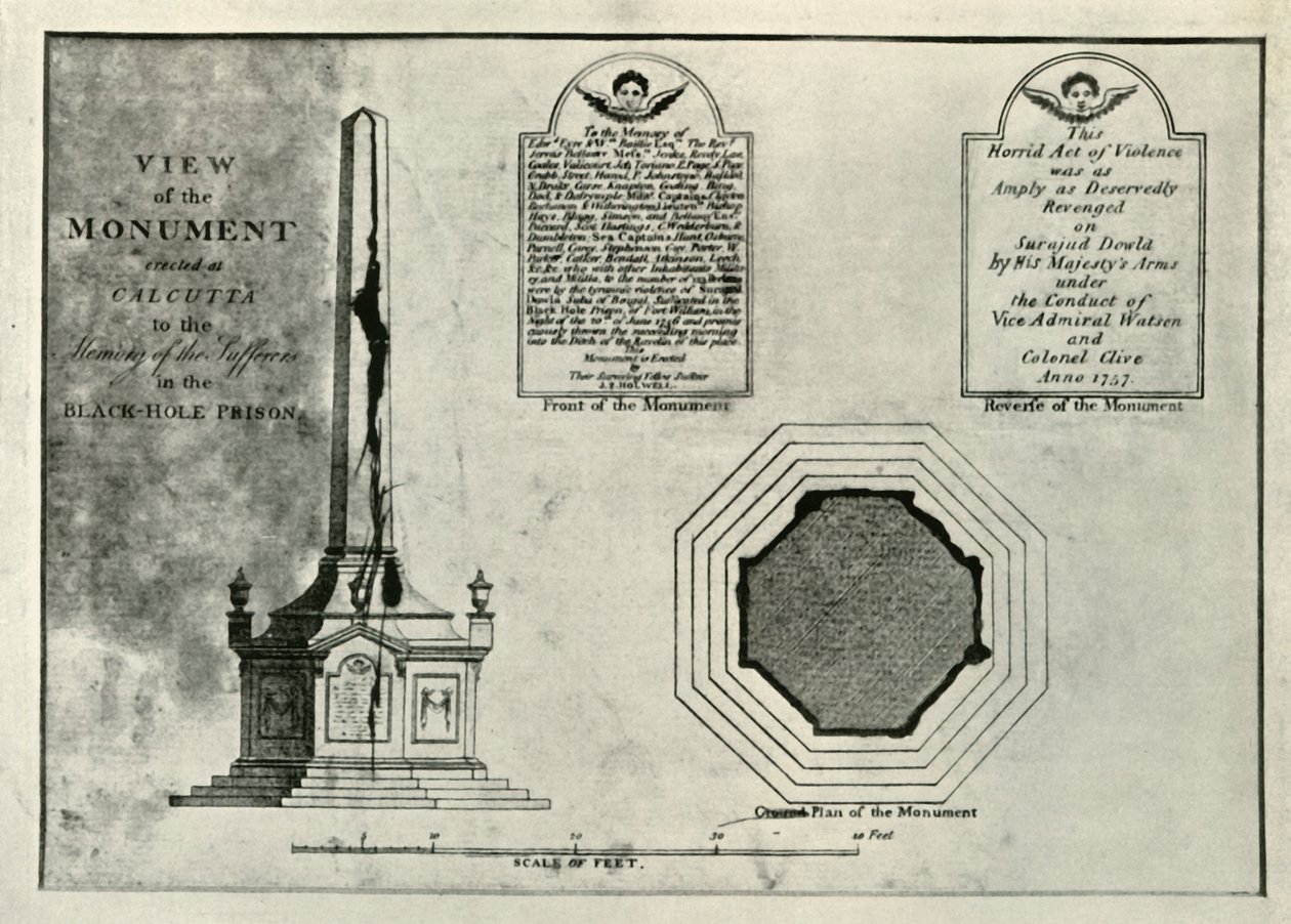 द हॉलवेल स्मारक, c1820, 1925। द्वारा अज्ञात