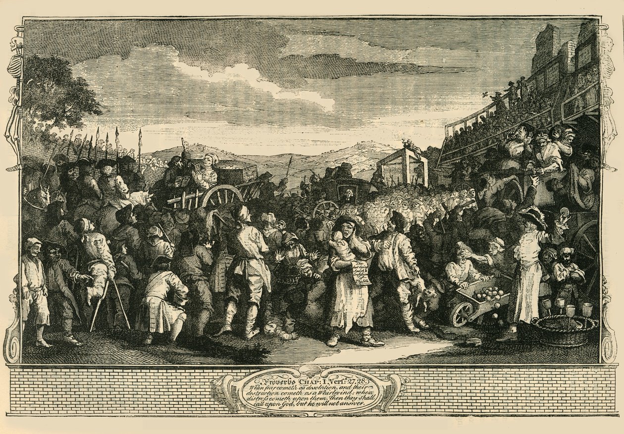 आइडल अपरेंटिस टायबर्न में हुआ। हॉगर्थ प्रिंट के बाद, 1747, c1876। द्वारा अज्ञात