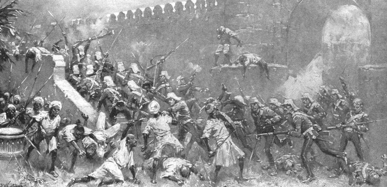 द इंडियन म्यूटिनी, 1857-58: द स्टॉर्मिंग ऑफ द कैशमीर गेट, दिल्ली, 14 सितंबर, 1857, 1901। द्वारा अज्ञात