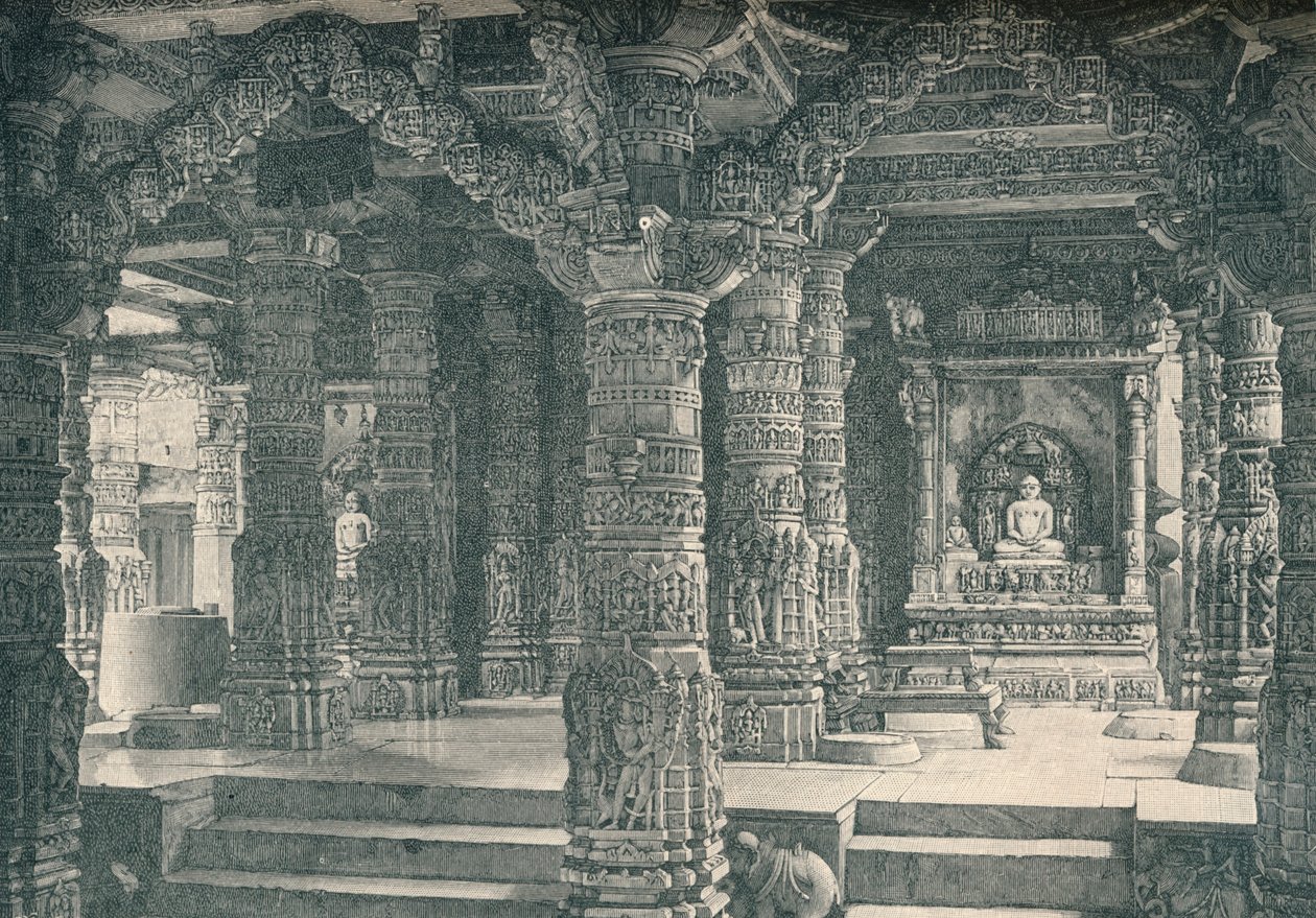राजपुताना में माउंट आबू में एक जैन मंदिर का इंटीरियर, c1903, 1904 द्वारा अज्ञात